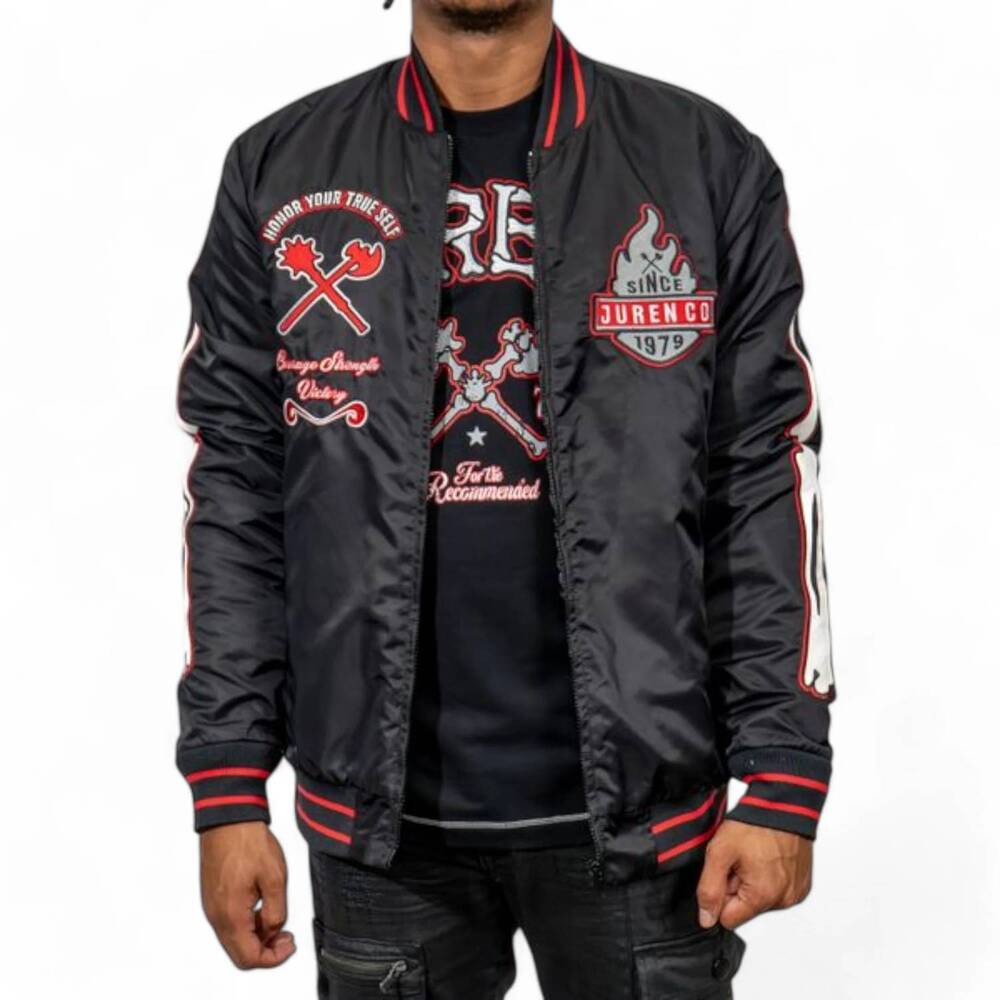 NEW JUREN bones bomber jacket in black